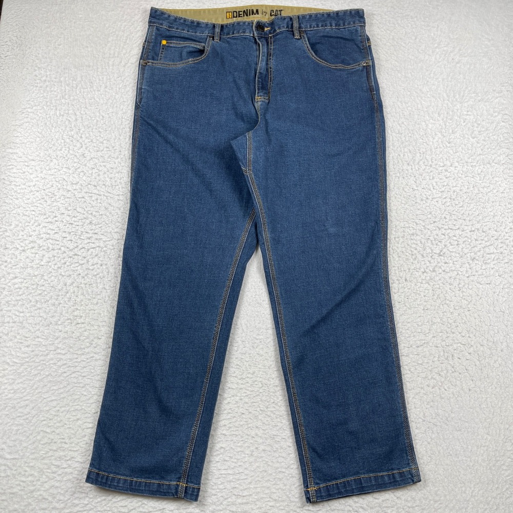 CAT Workwear Denim Mens 38x30 Blue Straight‎ Leg Stretch Durable Work Jeans